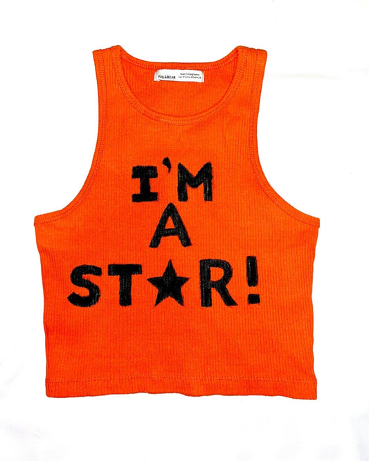 ‘I’m a star’ Orange racer crop top
