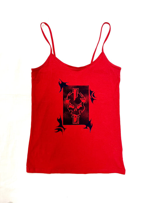 red gothic skull & cross cami top