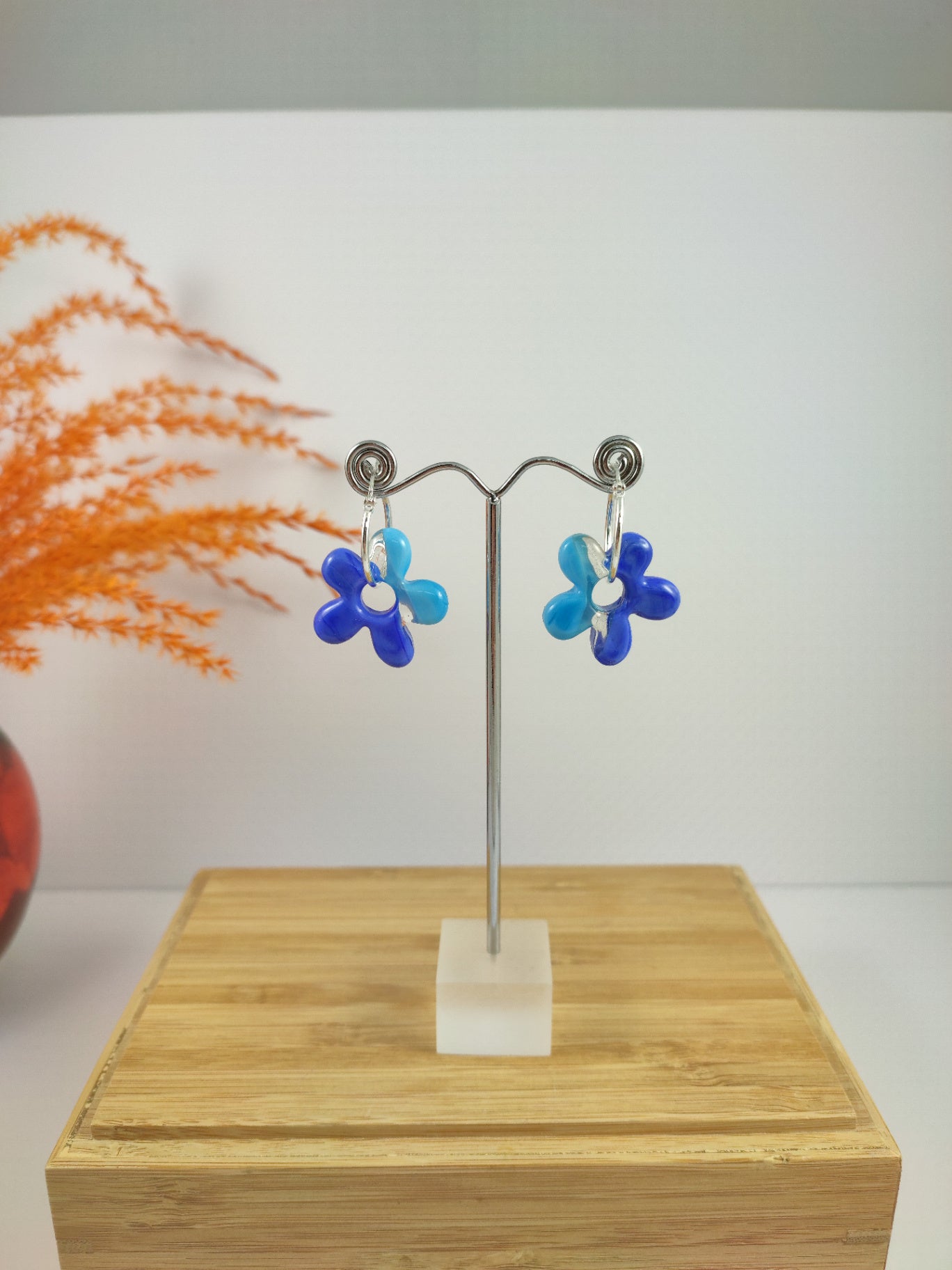 Blue Glass Hoop earrings 