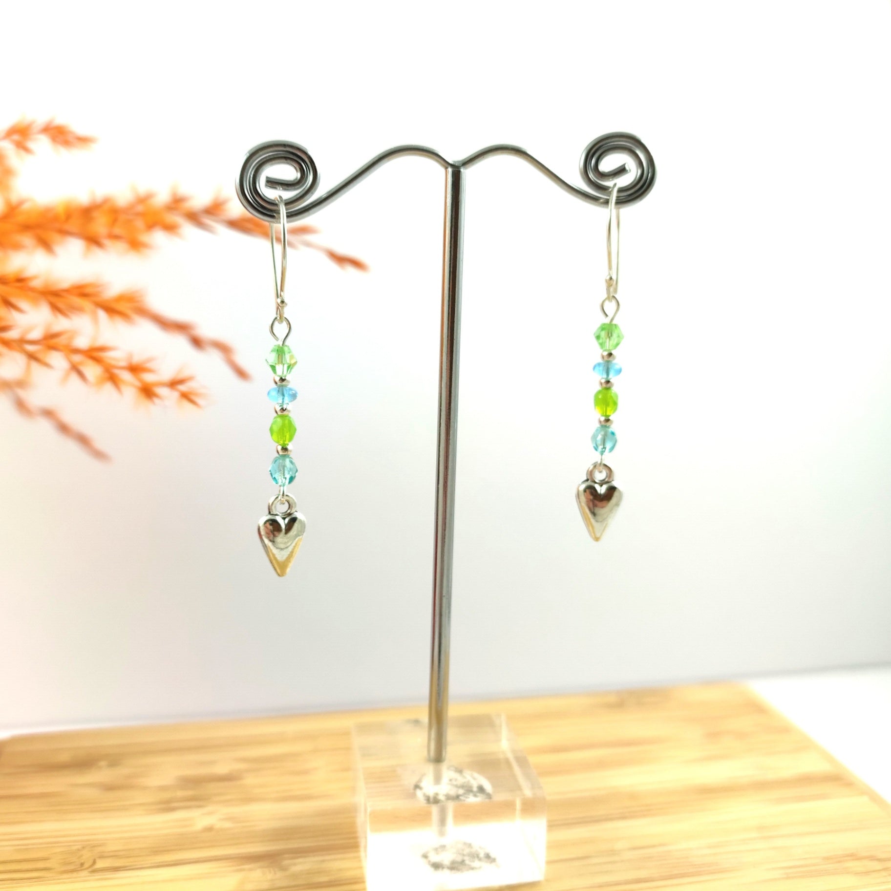 Blue Heart Charm earrings