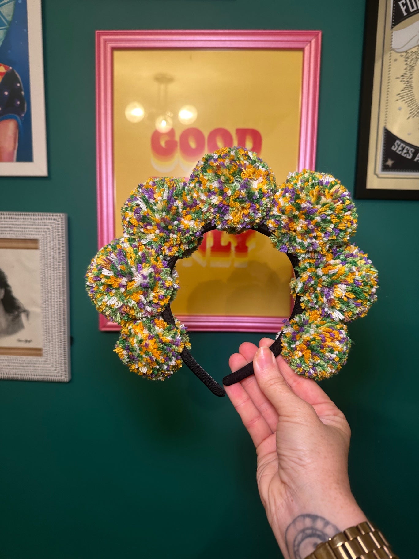 Mixed colour standard Pom headband 