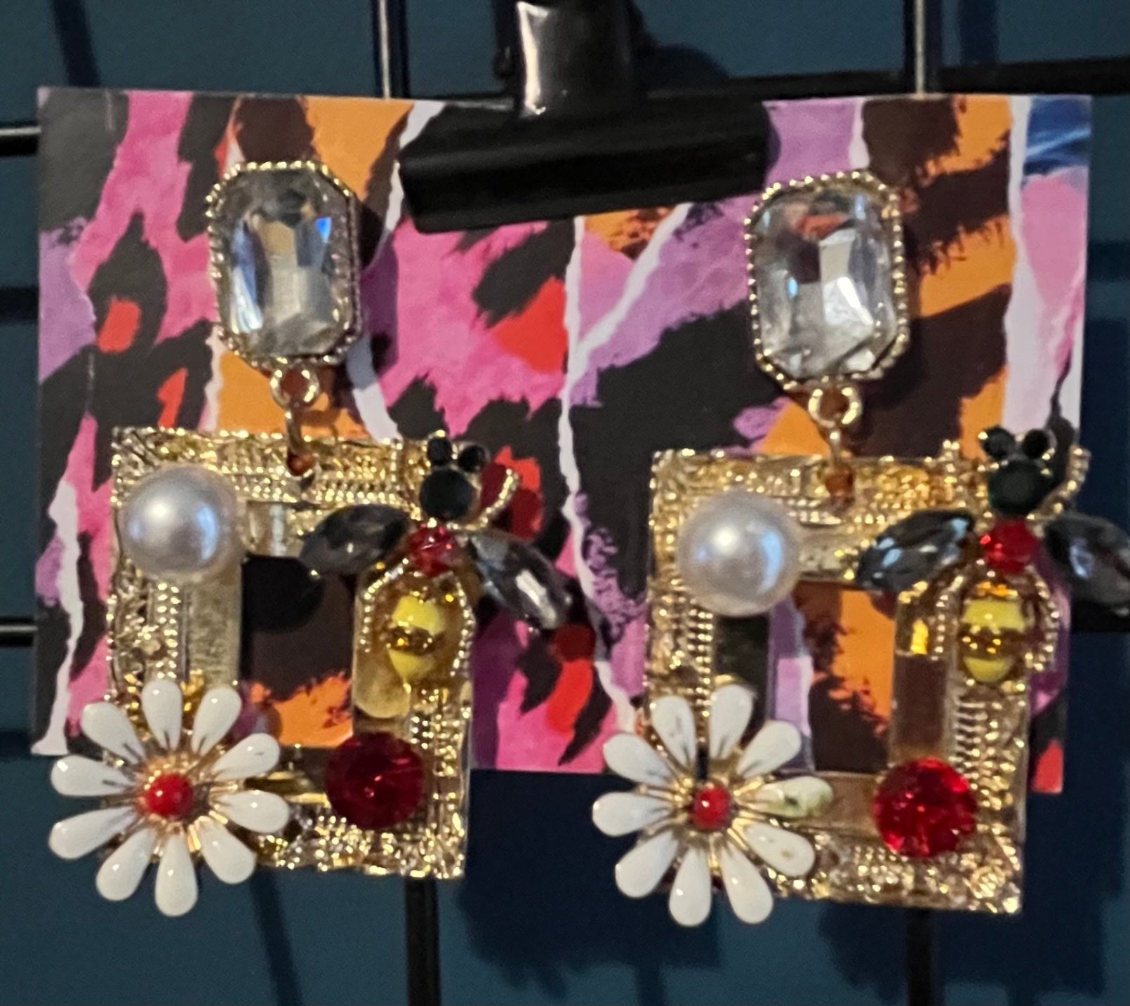 Ornate picture frame earings 