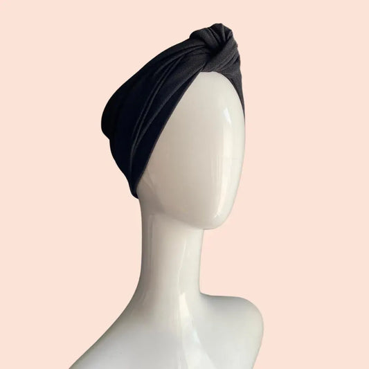 Black knotted turban headband 