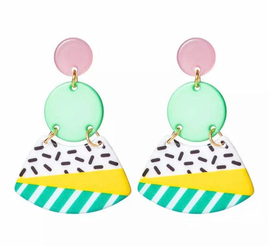 90s Abstract three tier earings 