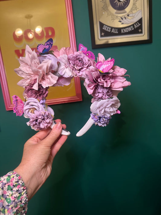 Lilac butterfly flower crown 