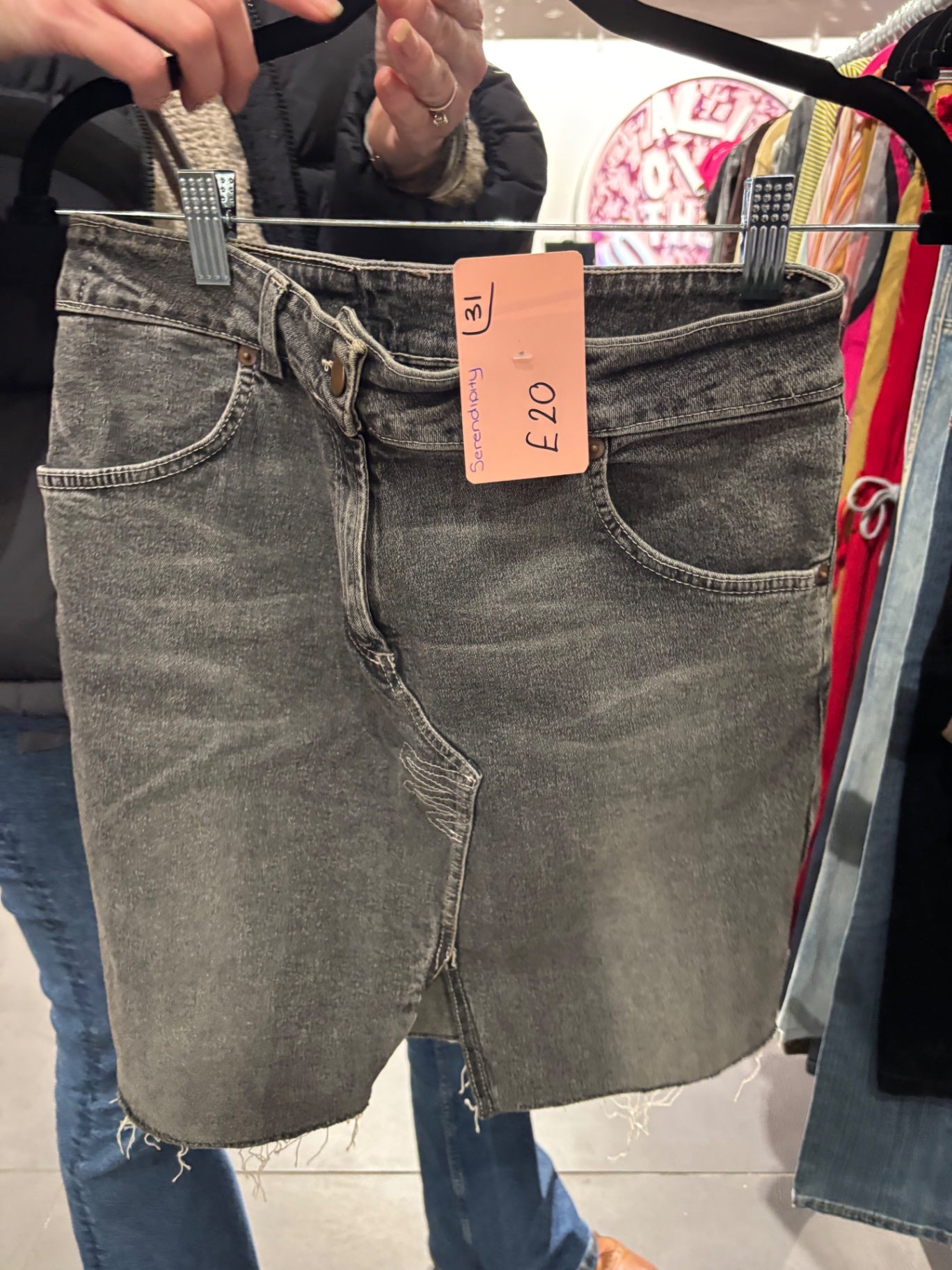 Grey denim skirt 
