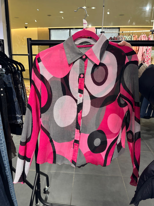 Pink grey black funky swirl shirt