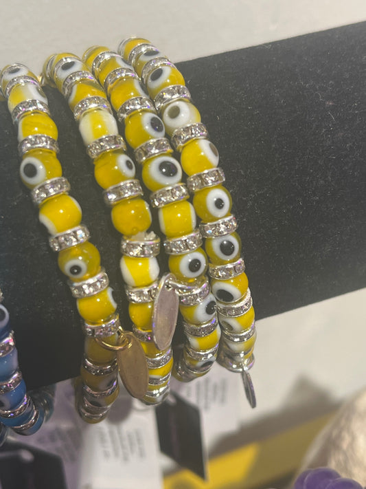 Lucky eye crystal bracelet yellow