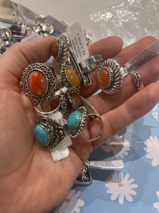 Silver Gem stone ring