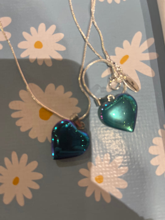 Rainbow hemitite silver necklace