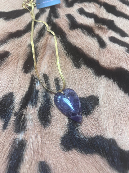 Amethyst Love Heart Gold Necklace