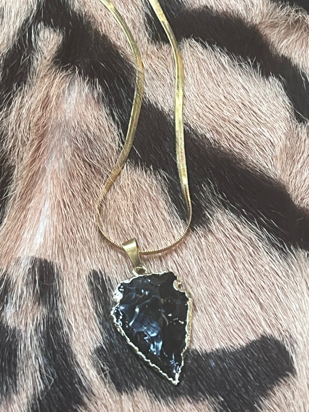 Raw Obsidian shield necklace