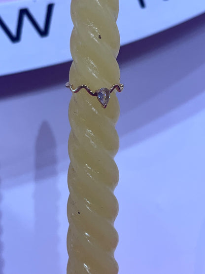 Gold Pear Wave Ring