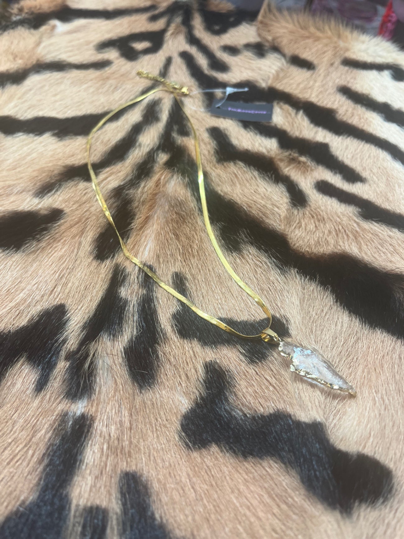 Raw Clear Quartz shield necklace