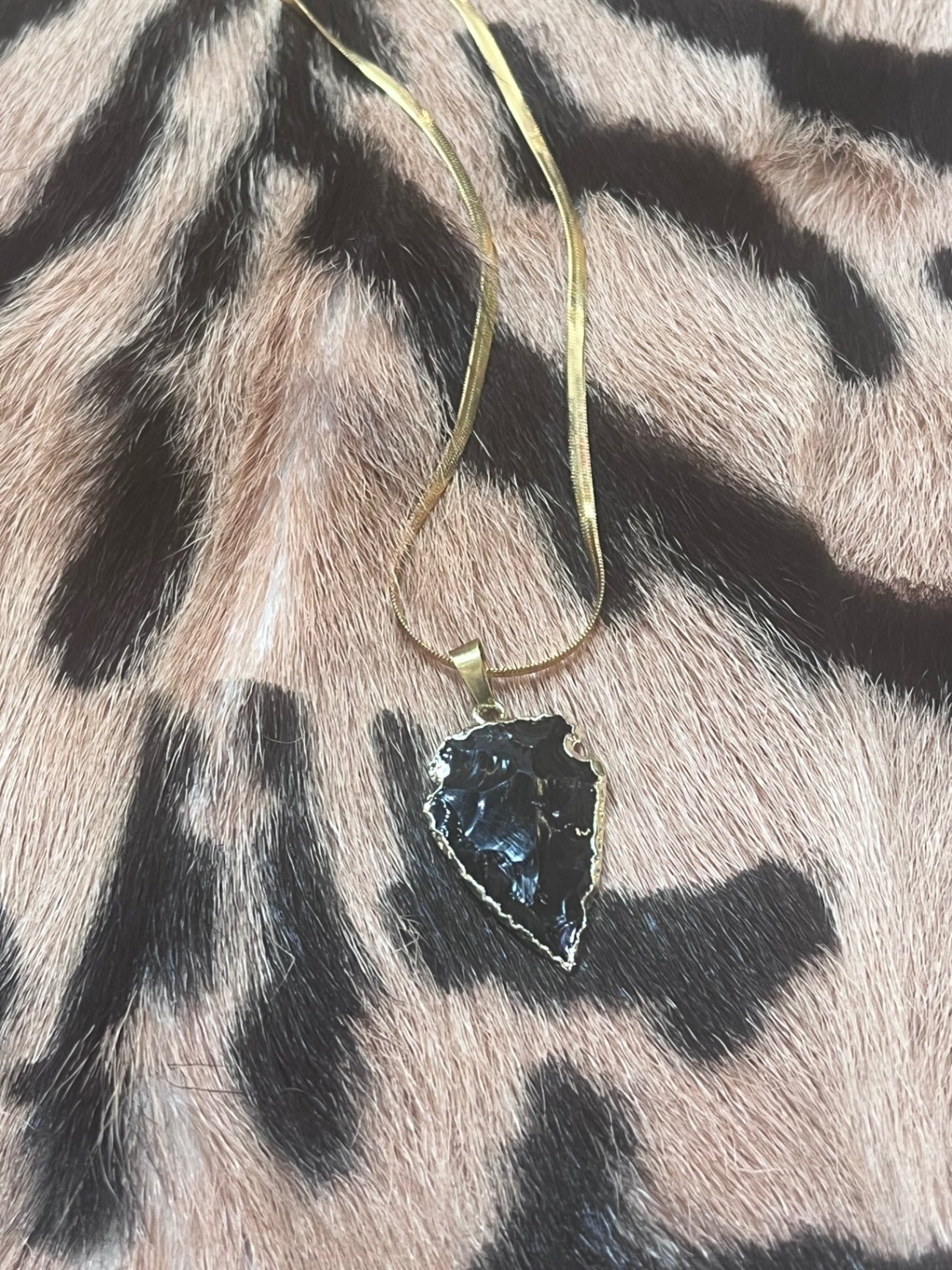 Raw Obsidian shield necklace
