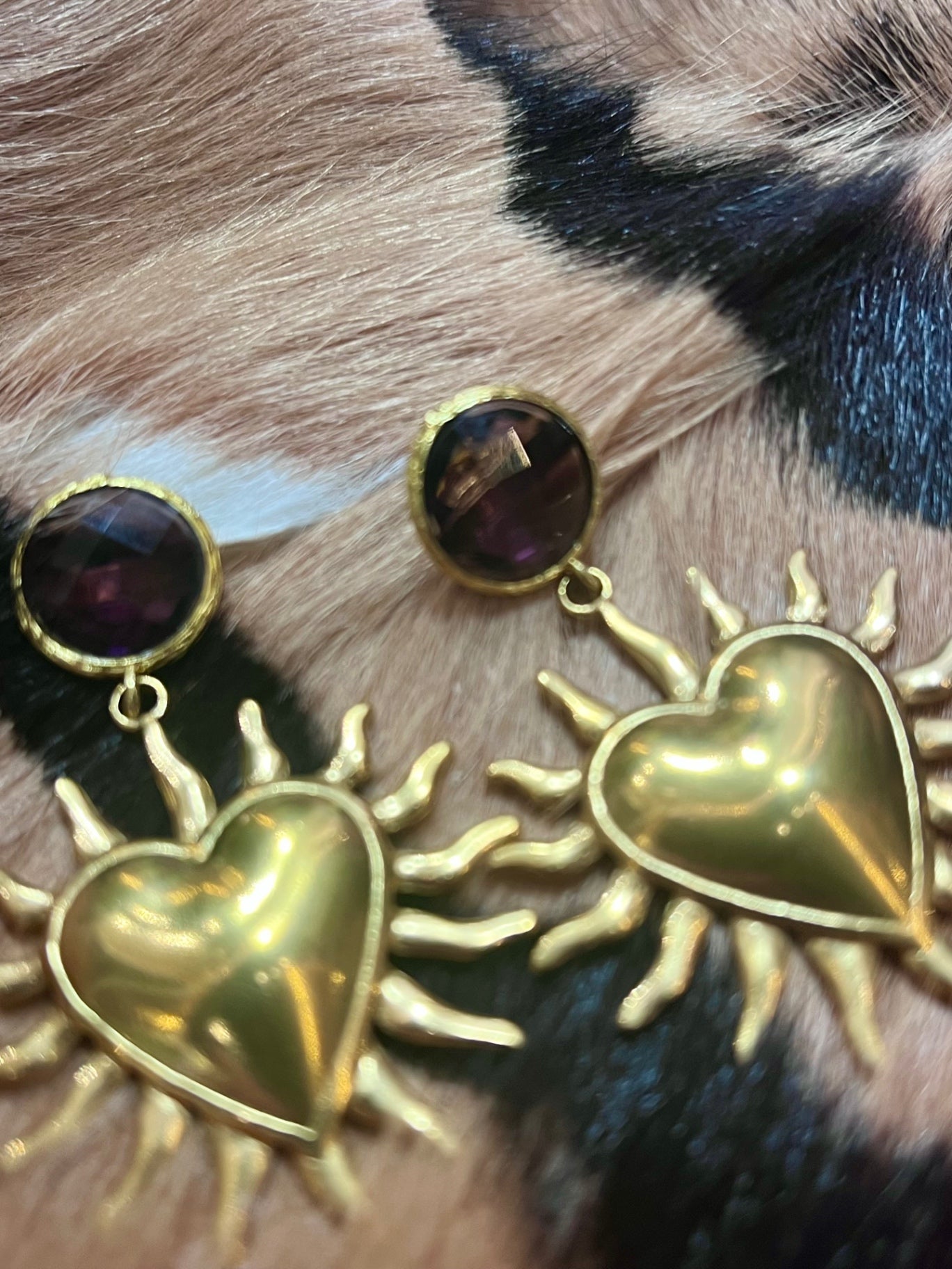 Amethyst Heart Earrings