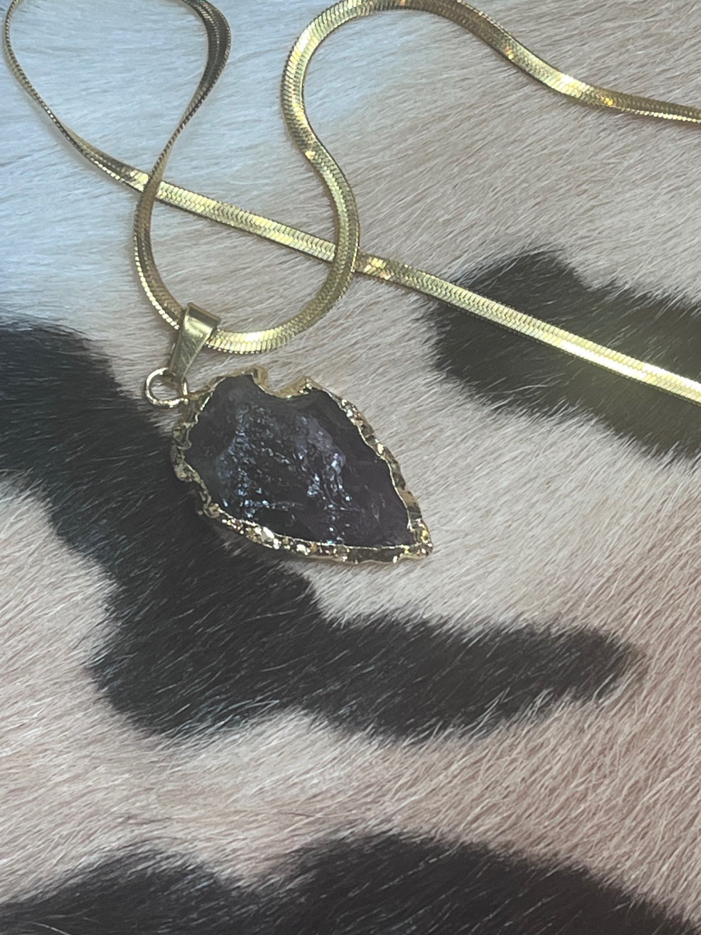 Raw Obsidian shield necklace