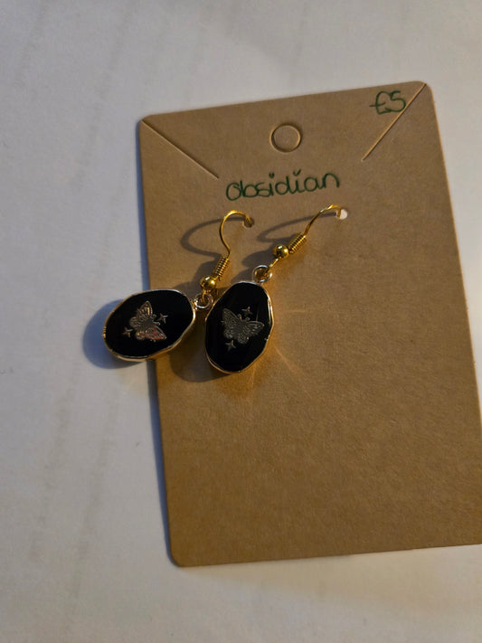 Obsidian butterfly earrings 