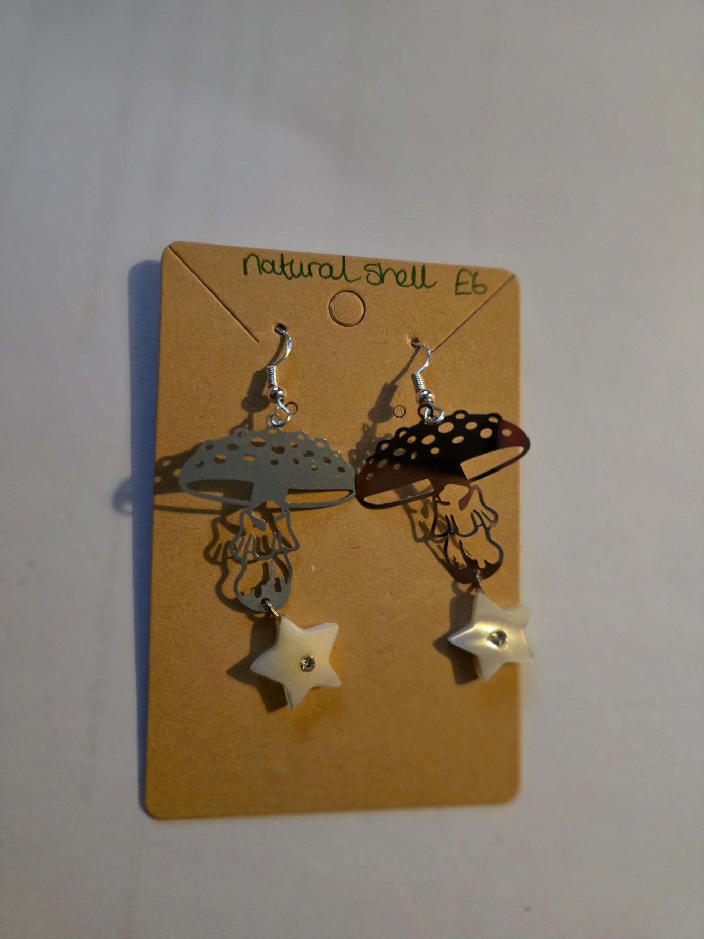 Natural shell mushroom earrings