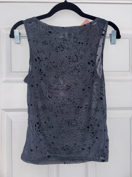 Mesh navy top with pattern