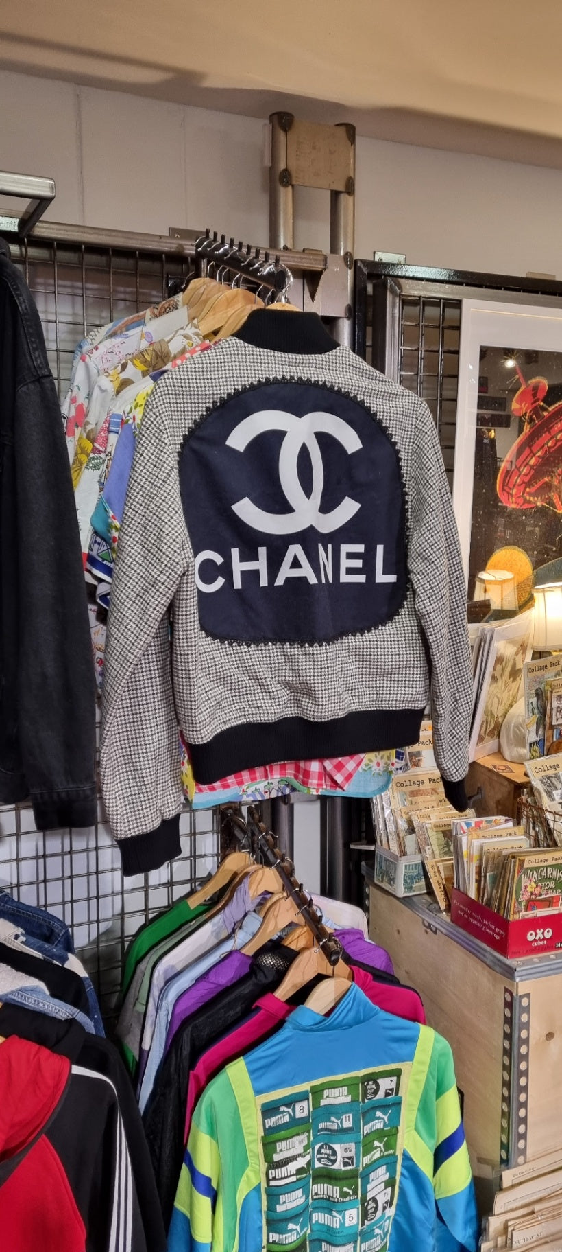 Chanel Wollen Dogtooth Bomber Jacket 