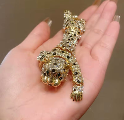 Tiger Crystal Brooch Gold