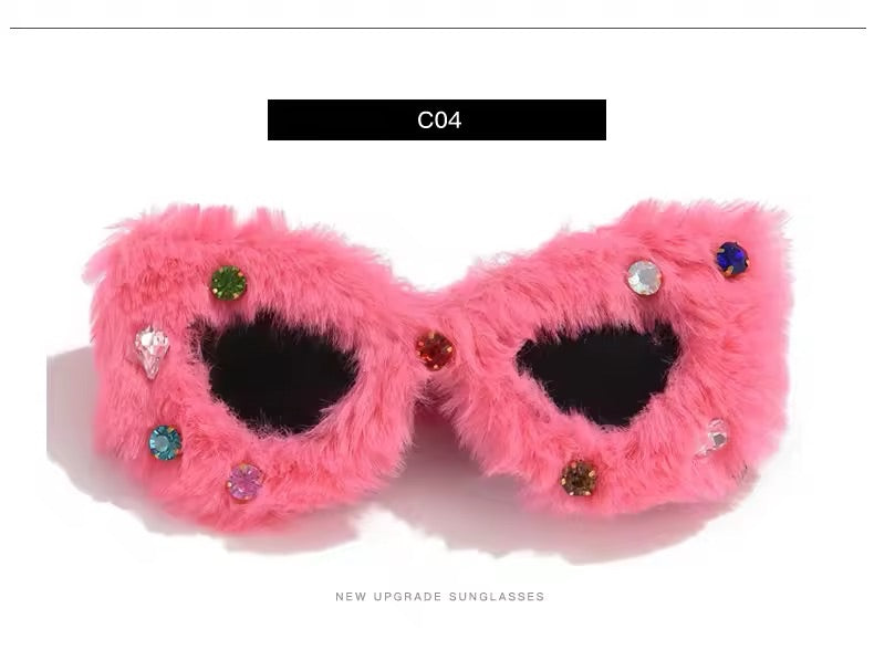 Pink Fur Jewel Sunnies