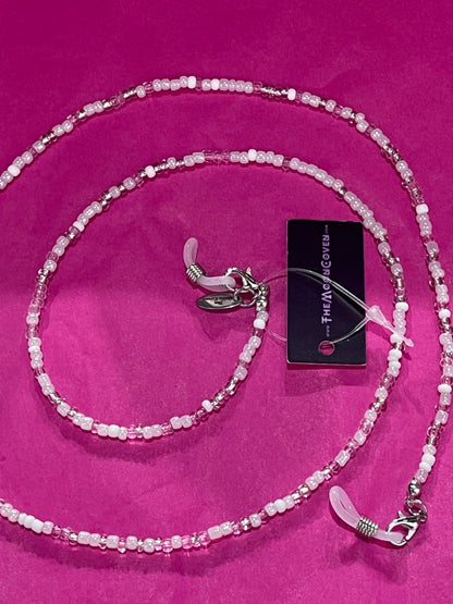 White Clear Mix Bead Sunglasses Chain