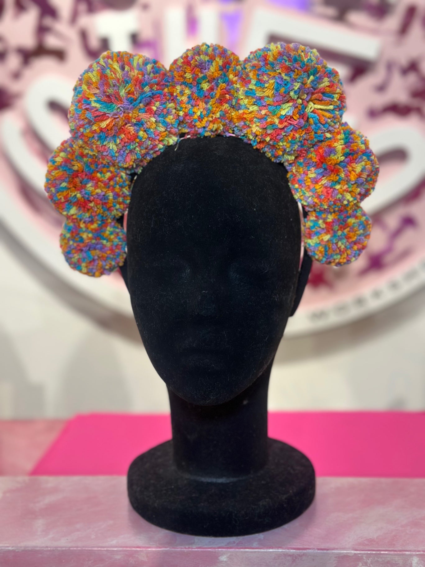 Rainbow extra large Pom headband 