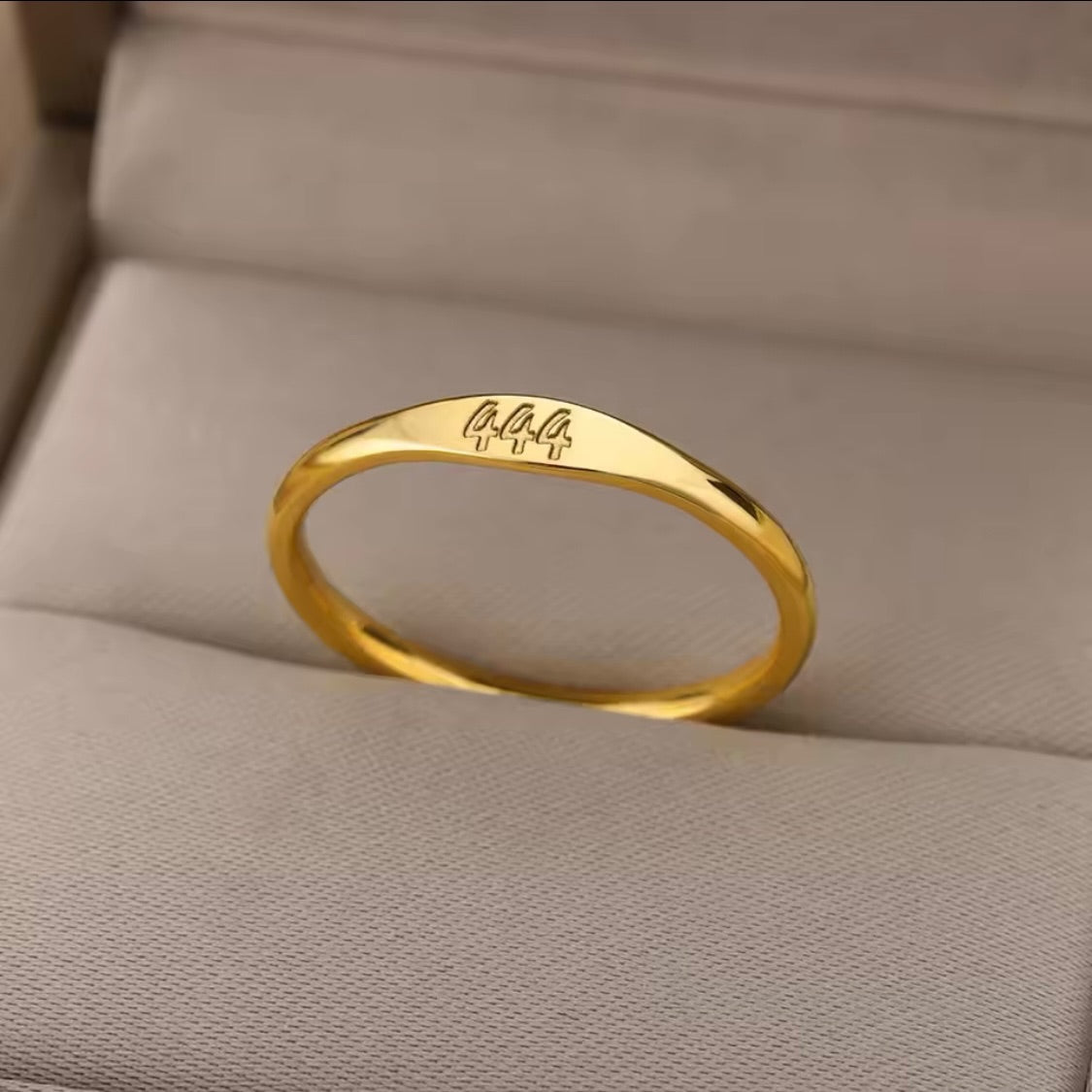 444 Angel Number Gold Ring Size 9