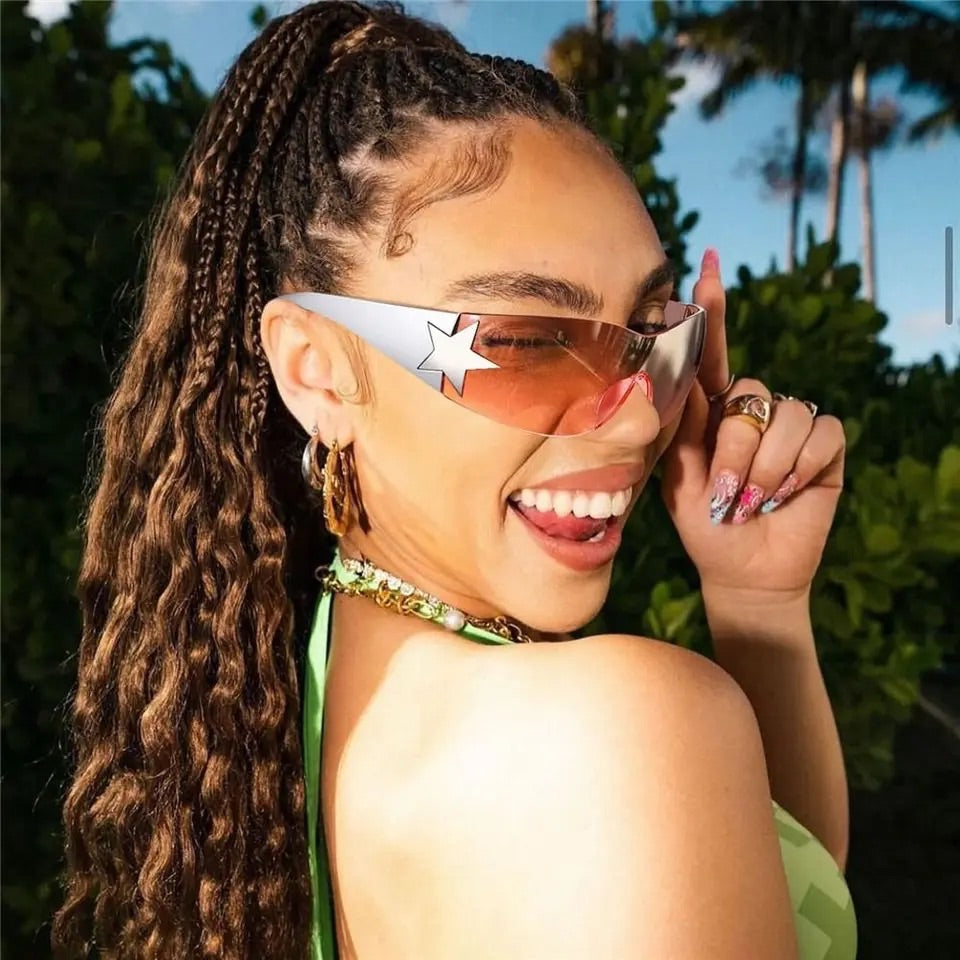 Y2K Star White Sunnies