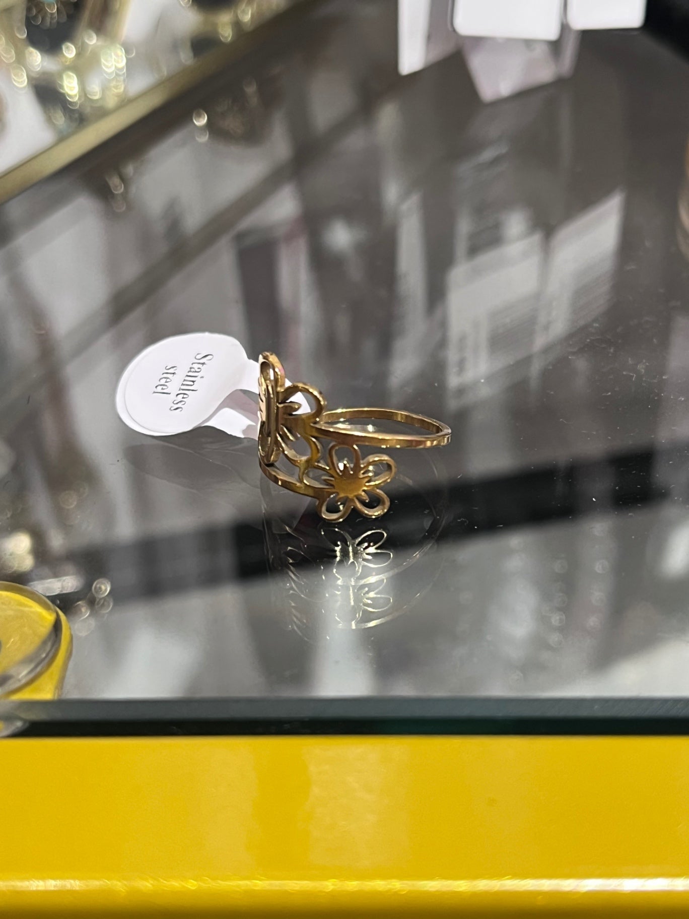 Gold Daisy Adjustable Ring Stainless Strel