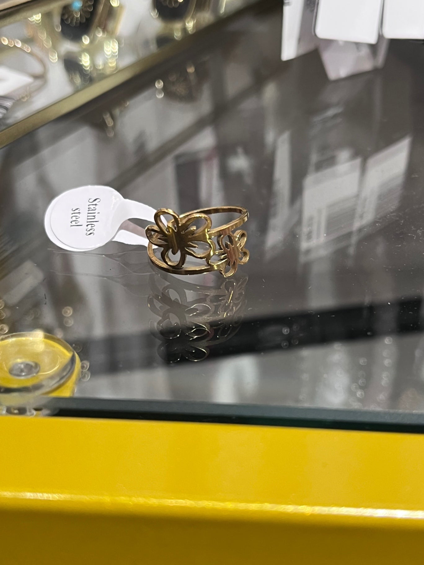 Gold Daisy Adjustable Ring Stainless Strel