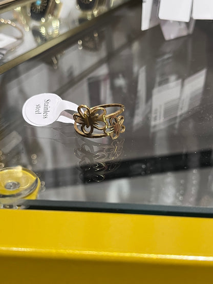 Gold Daisy Adjustable Ring Stainless Strel