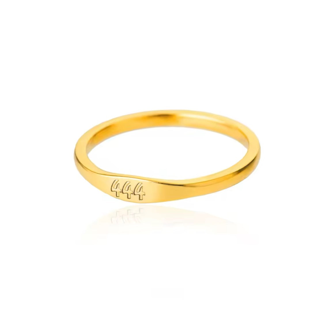 444 Angel Number Gold Ring Size 9