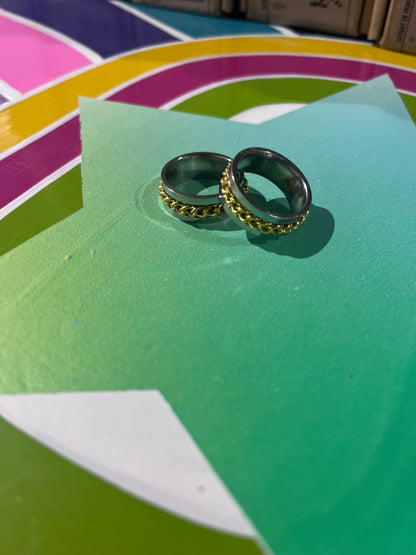 Anti Anxiety Silver Gold Chain Ring 10