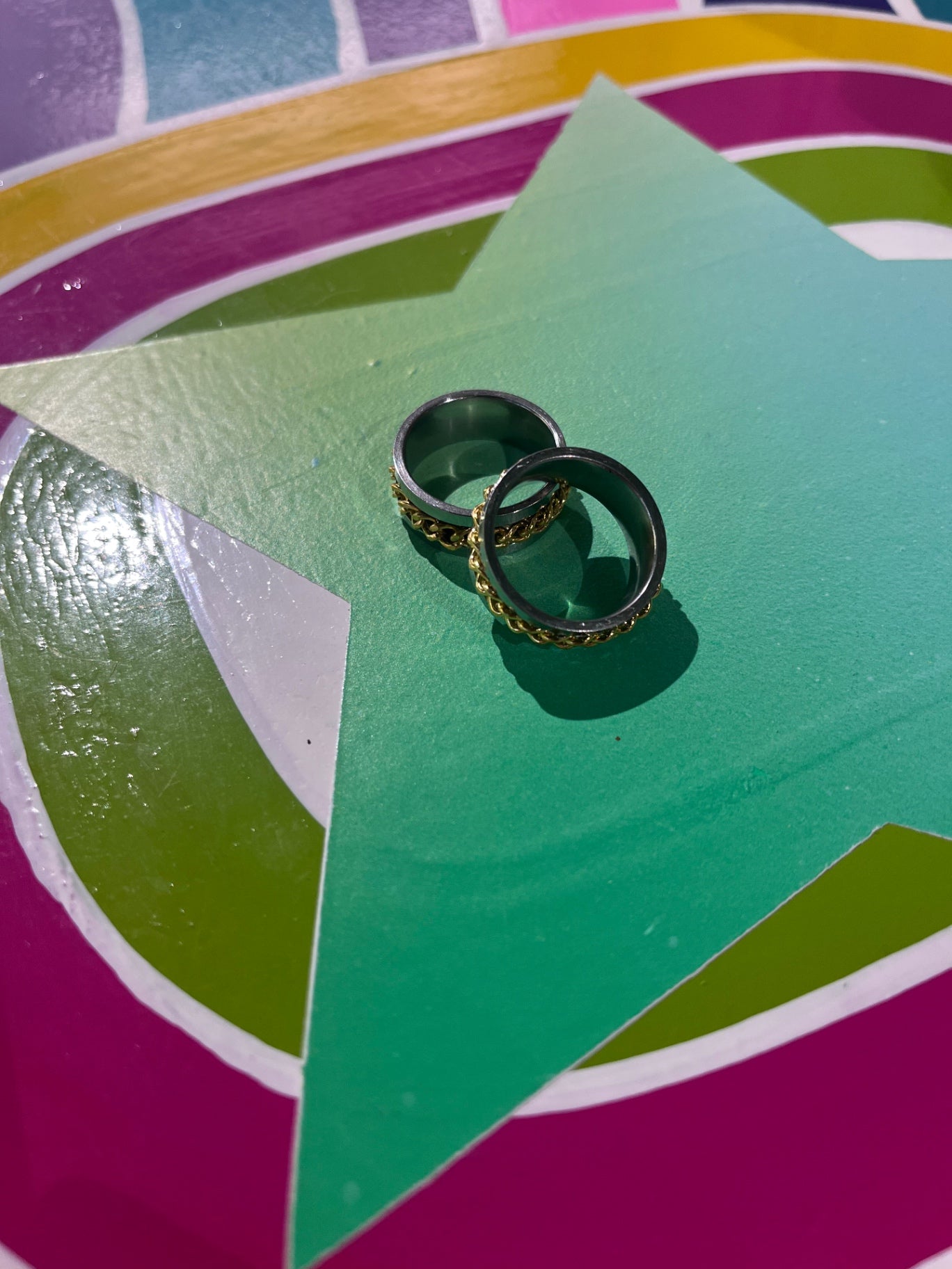 Anti Anxiety Silver Gold Chain Ring S9