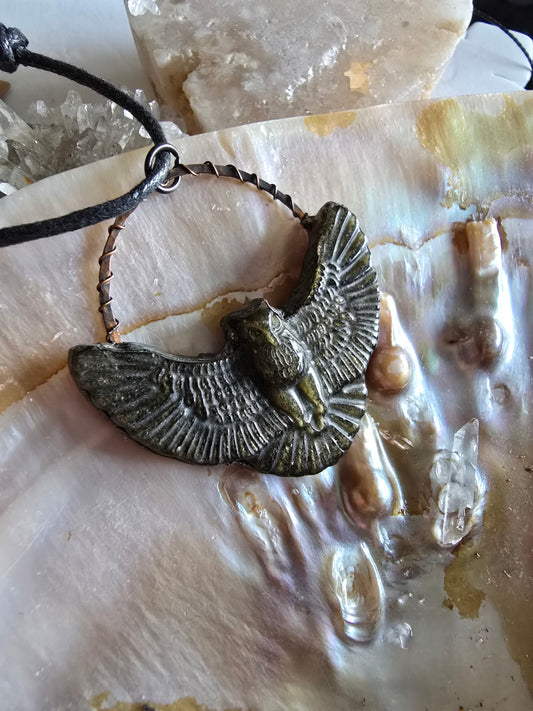 Golden sheen obsidian owl