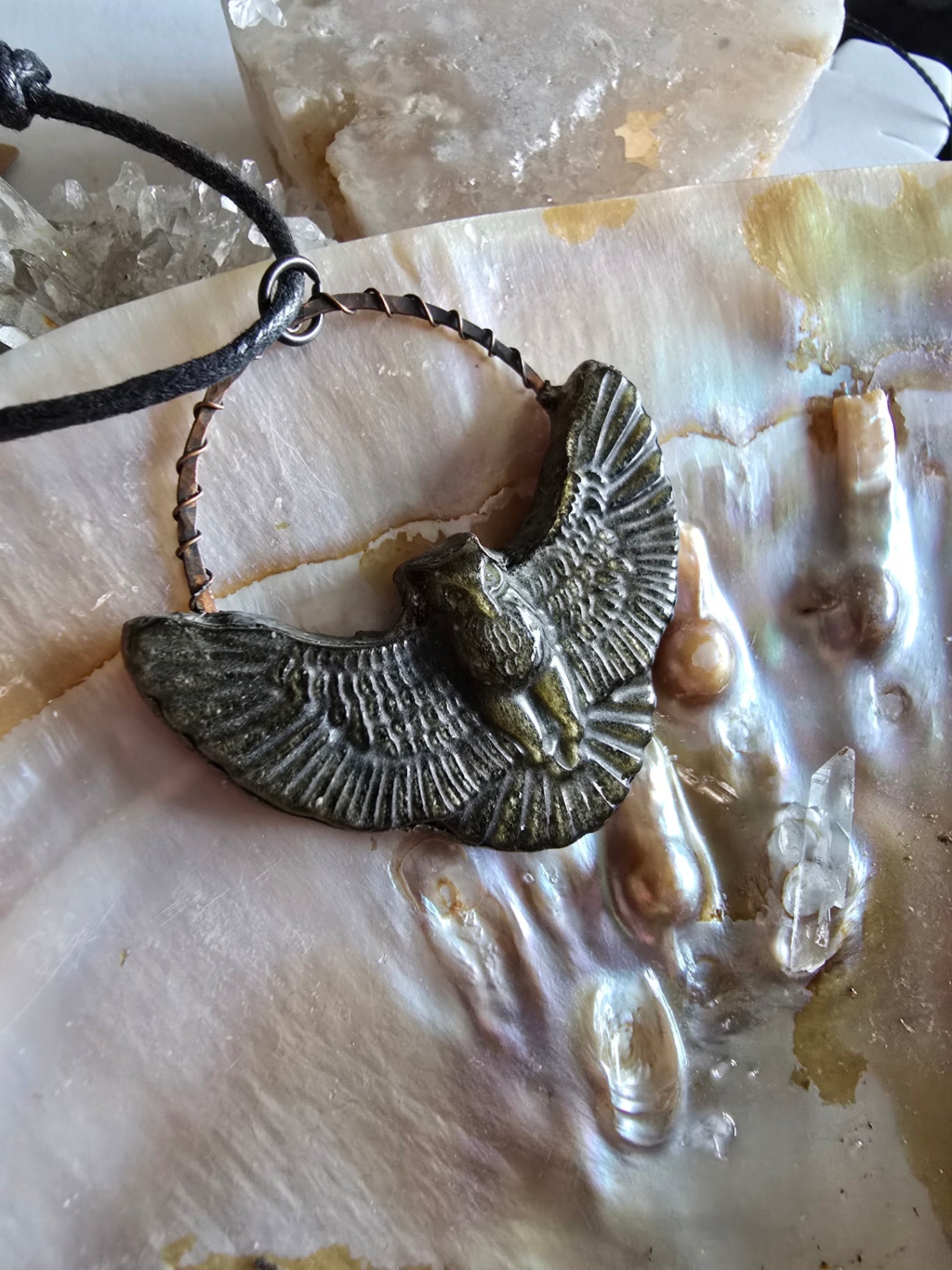Golden sheen obsidian owl 