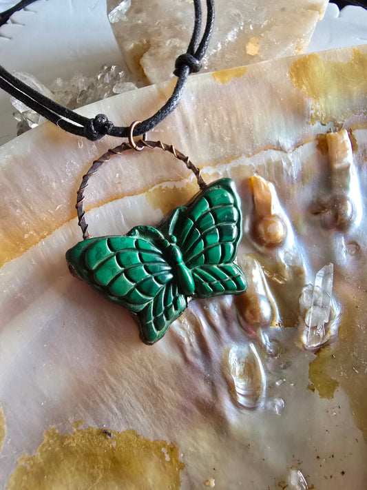 Malachite butterfly necklace