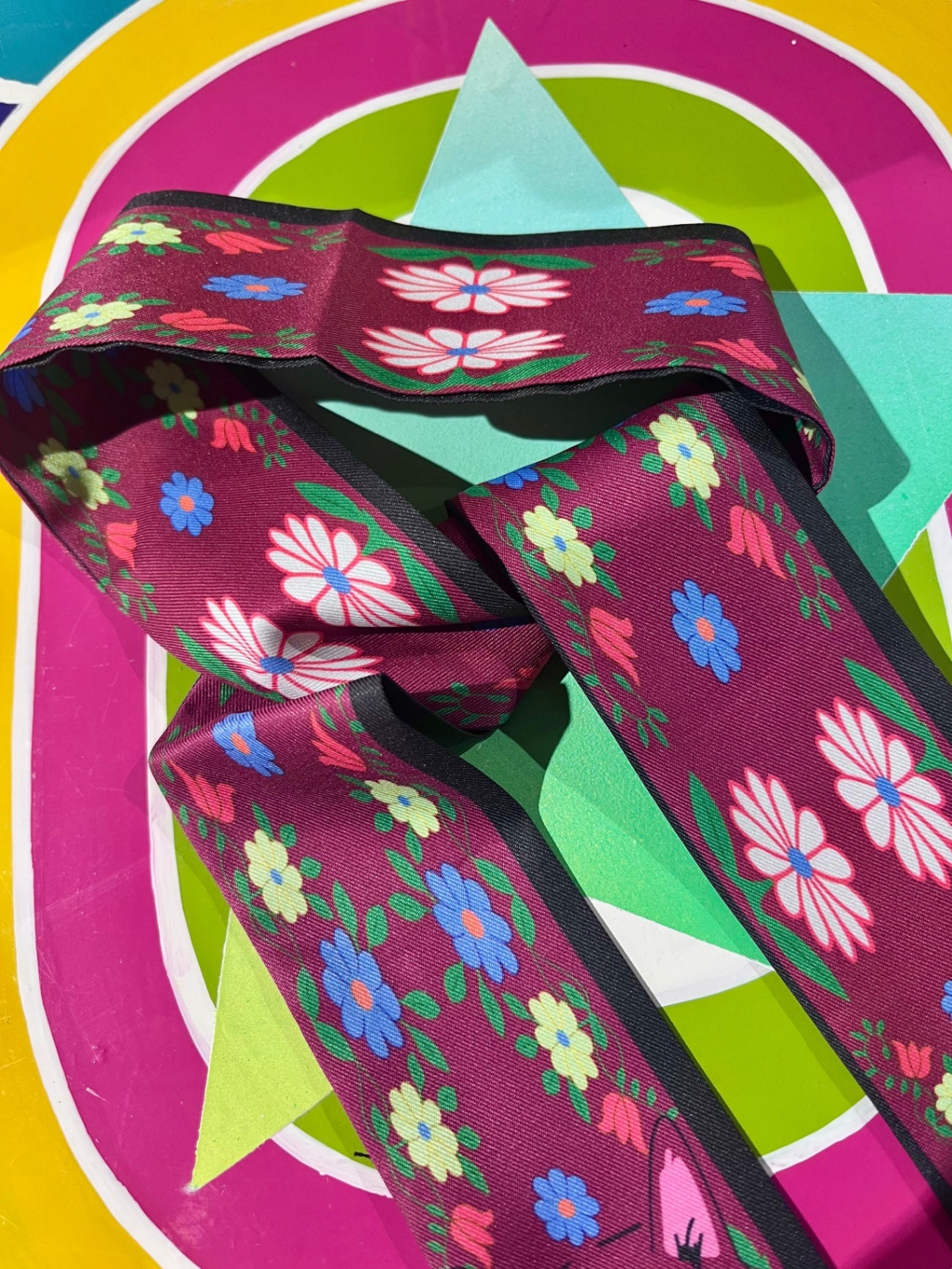 Burgundy Daisy Cat Scarf