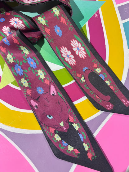 Burgundy Daisy Cat Scarf