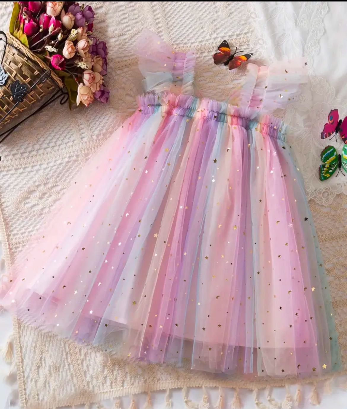 Rainbow Winged Dress 4 Years