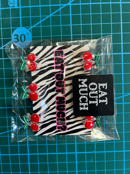 Cherry hair clips 