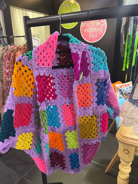 Purple Crochet Cardigan