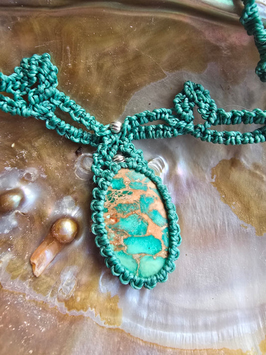 Sea sediment jasper macrame choker