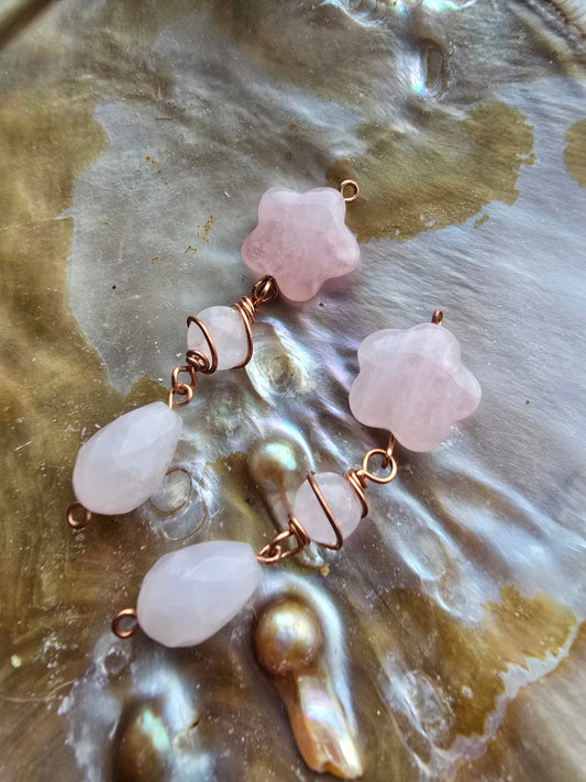 Rose quartz dangle earrings 
