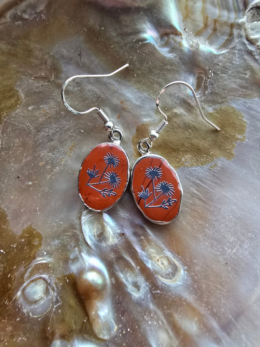Red jasper flower earrings 