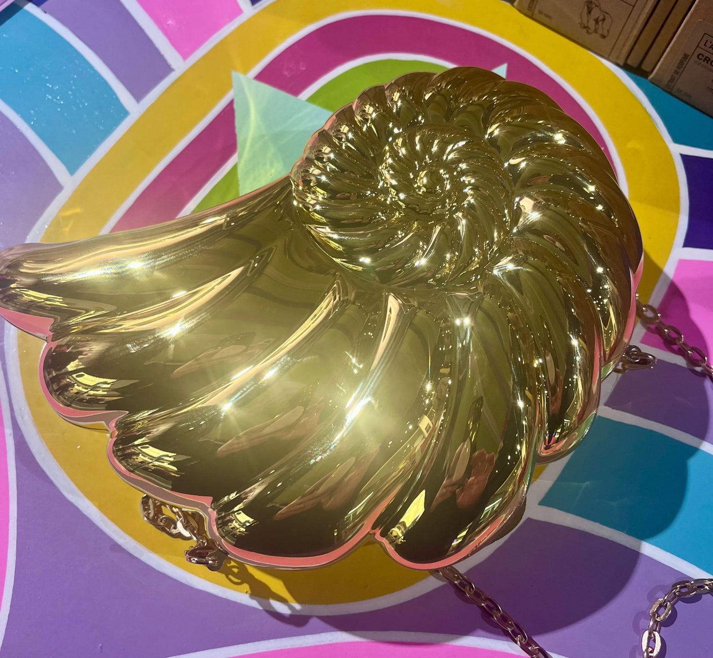 Golden Shell Clutch Bag
