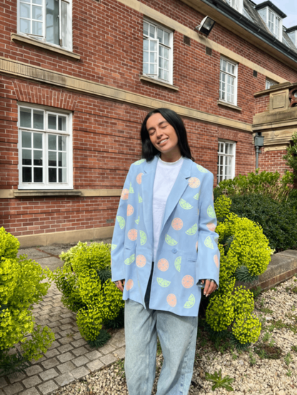 Orange and Lemons Blue Blazer 